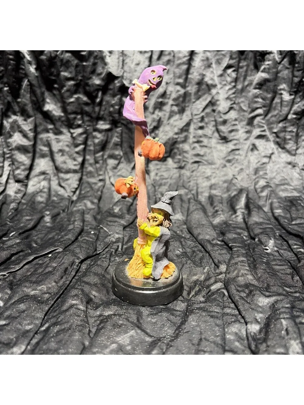 Painted Witch, Pumpkin People, Ghost With Bone On Broom